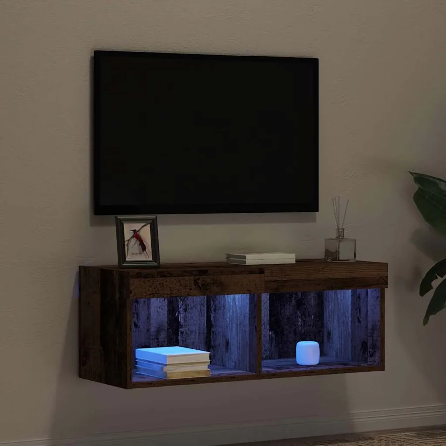 Ensemble meuble TV avec LED Bois ancien 80 x 30 x 30 cm - 6