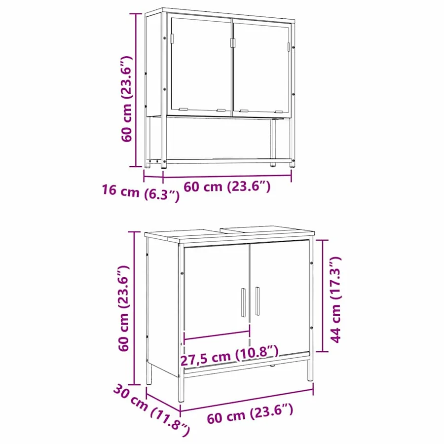 Ensemble de mobilier de salle de bain avec étagère 2 pcs Marron - 13