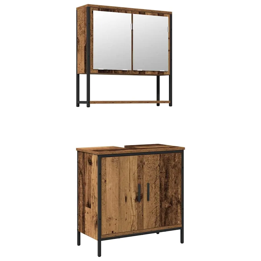 Ensemble de mobilier de salle de bain avec étagère 2 pcs Marron - 2