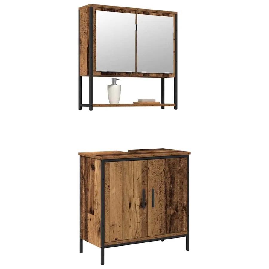 Ensemble de mobilier de salle de bain avec étagère 2 pcs Marron - 3