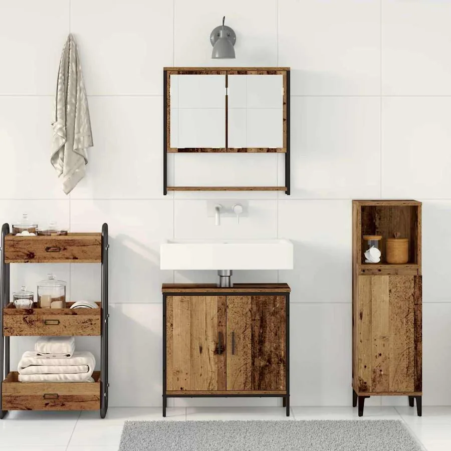 Ensemble de mobilier de salle de bain avec étagère 2 pcs Marron - 4