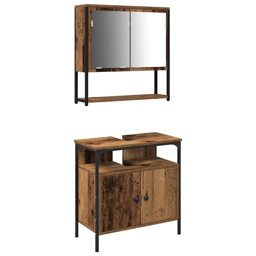 Ensemble de mobilier de salle de bain avec étagère 2 pcs Marron - 2