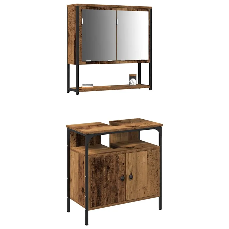 Ensemble de mobilier de salle de bain avec étagère 2 pcs Marron - 3