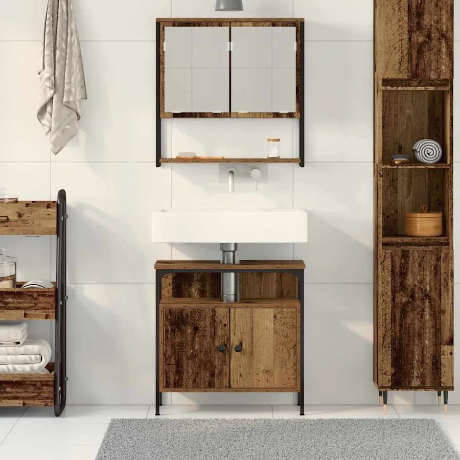 Ensemble de mobilier de salle de bain avec étagère 2 pcs Marron - 4