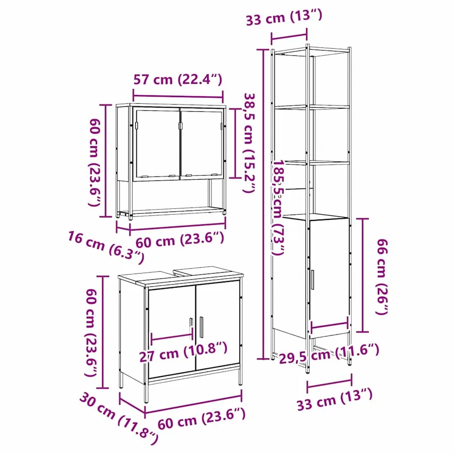 Ensemble de mobilier de salle de bain avec étagère 3 pcs Marron - 11