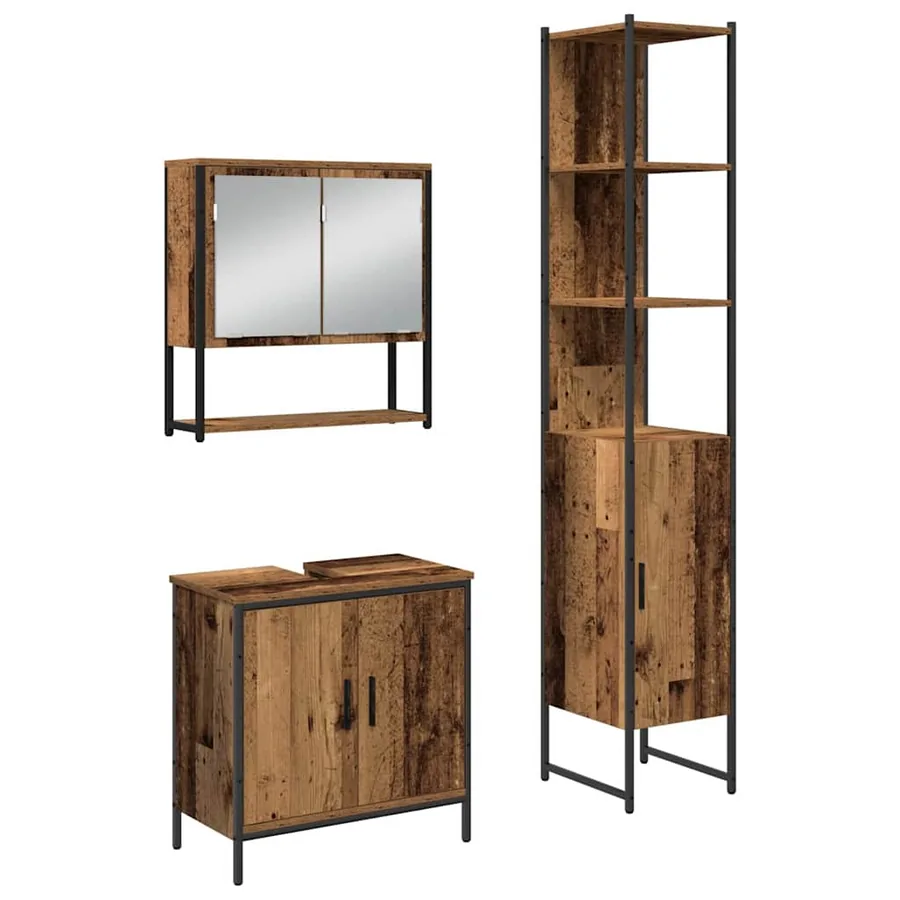 Ensemble de mobilier de salle de bain avec étagère 3 pcs Marron - 2