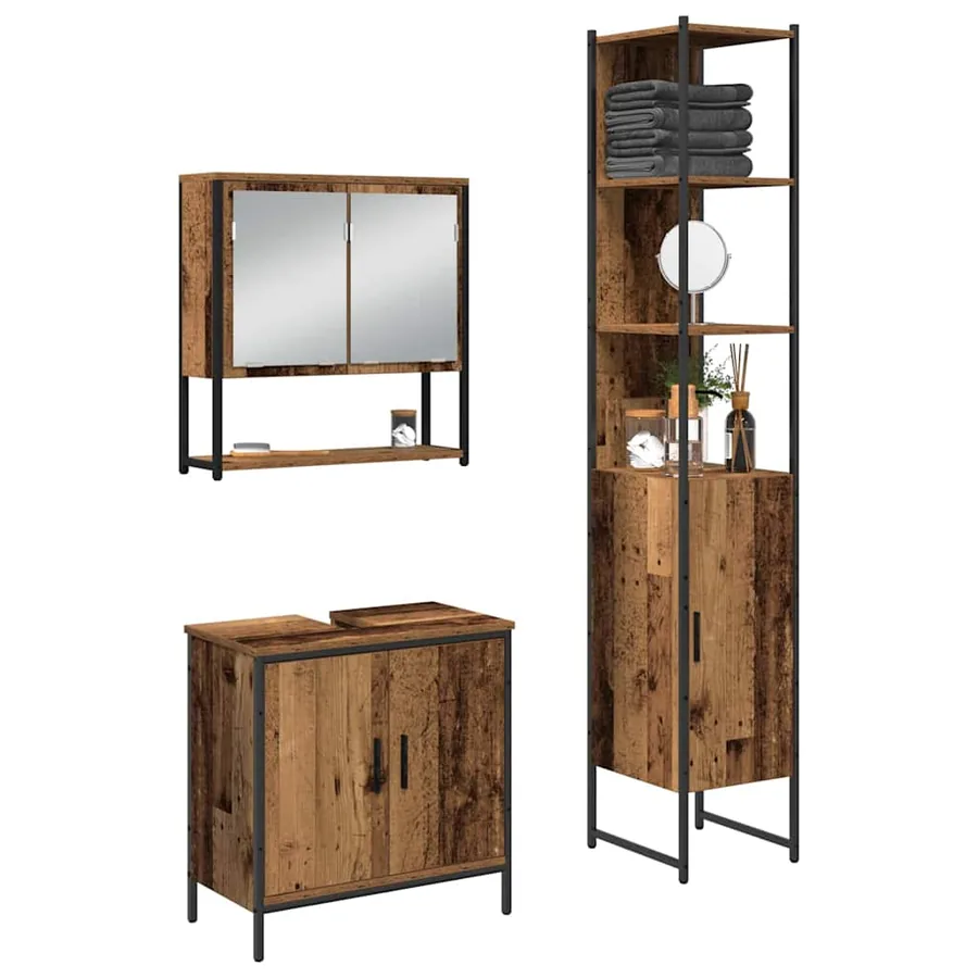 Ensemble de mobilier de salle de bain avec étagère 3 pcs Marron - 3