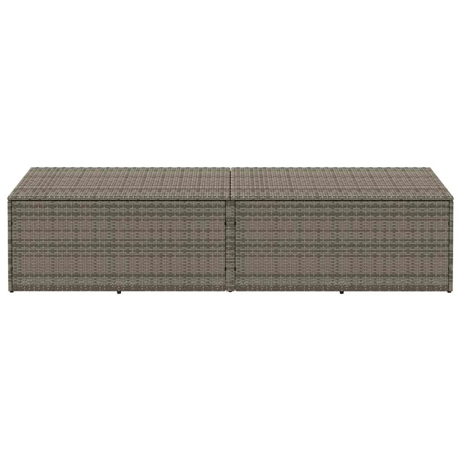 Boîte de rangement de jardin gris 220x50x58 cm résine tressée - 3