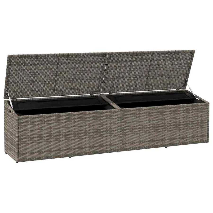 Boîte de rangement de jardin gris 220x50x58 cm résine tressée - 4