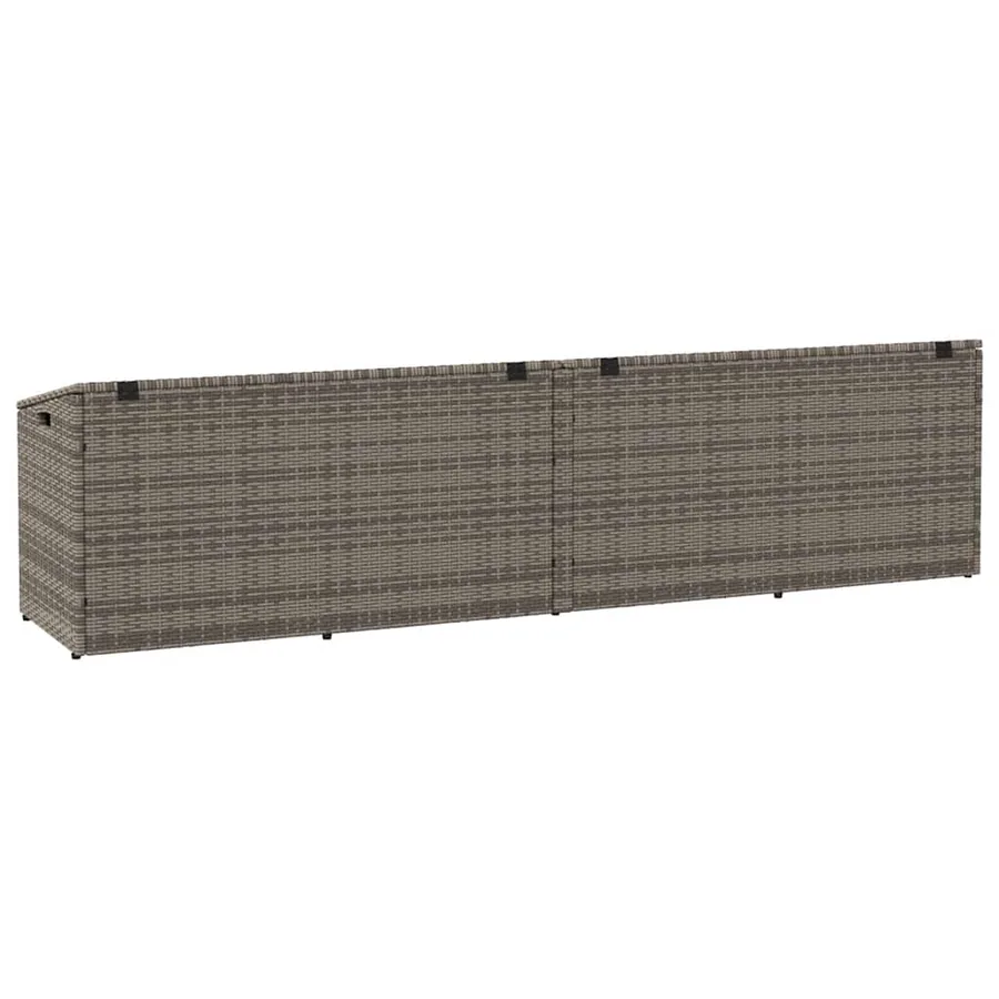 Boîte de rangement de jardin gris 220x50x58 cm résine tressée - 6