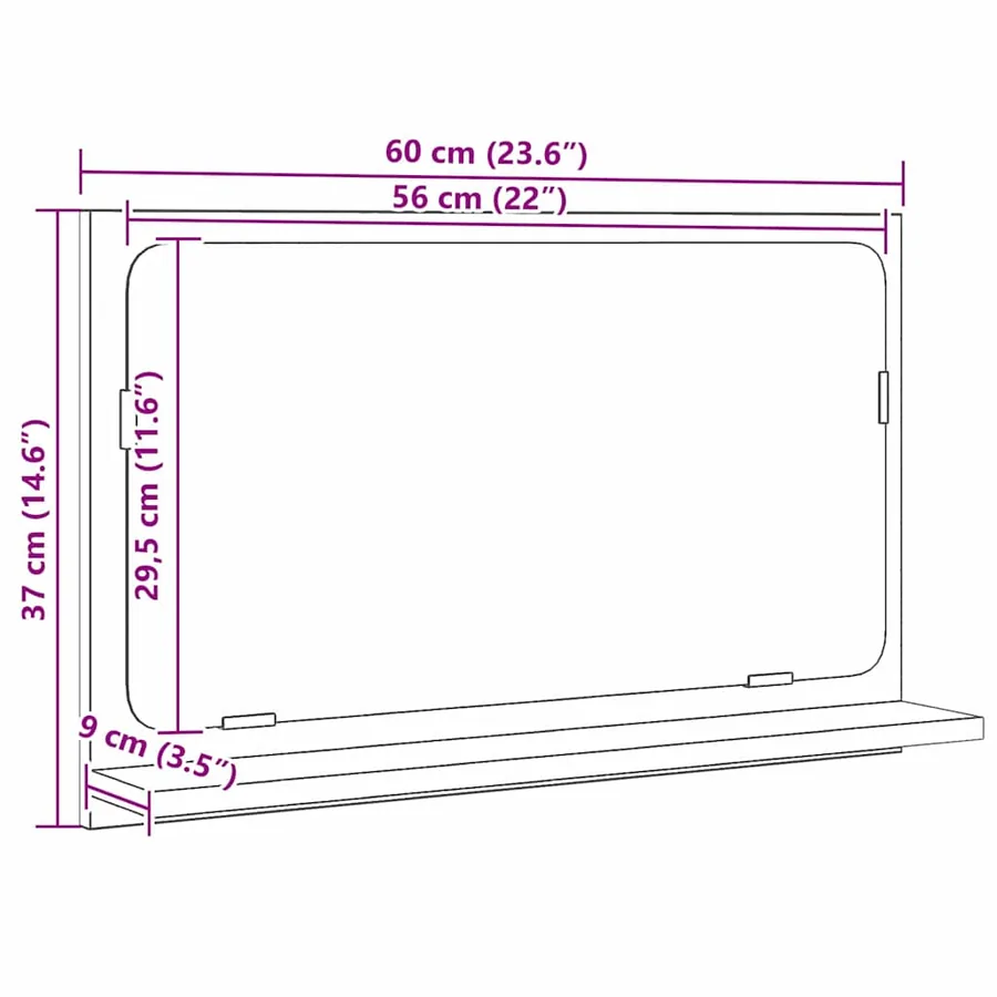 Étagère Miroir Chêne noir 60 x 10,5 x 37 cm Bois d'ingénierie - 11