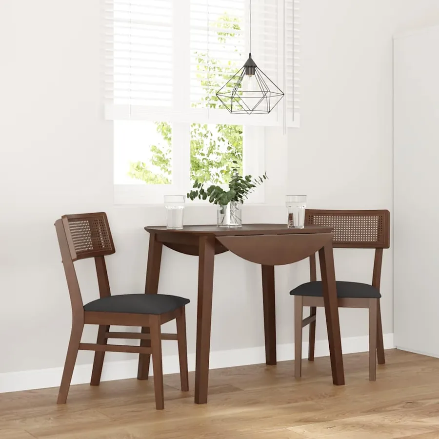 Chaises à manger coussins 2 pcs marron bois massif caoutchouc