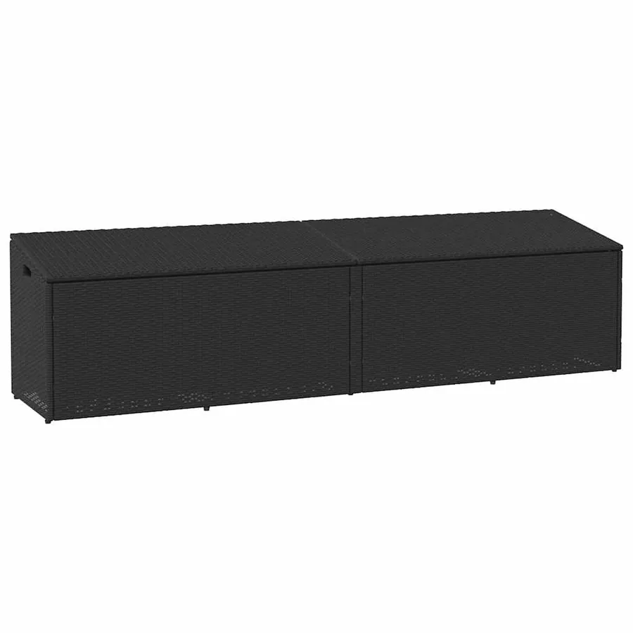 Boîte de rangement de jardin noir 220x50x58 cm résine tressée