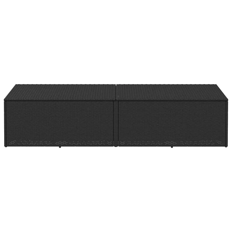 Boîte de rangement de jardin noir 220x50x58 cm résine tressée - 3