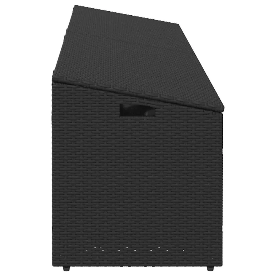 Boîte de rangement de jardin noir 220x50x58 cm résine tressée - 5