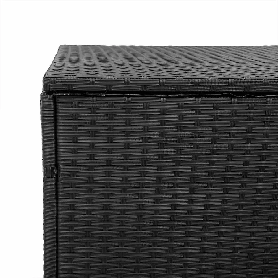 Boîte de rangement de jardin noir 220x50x58 cm résine tressée - 8