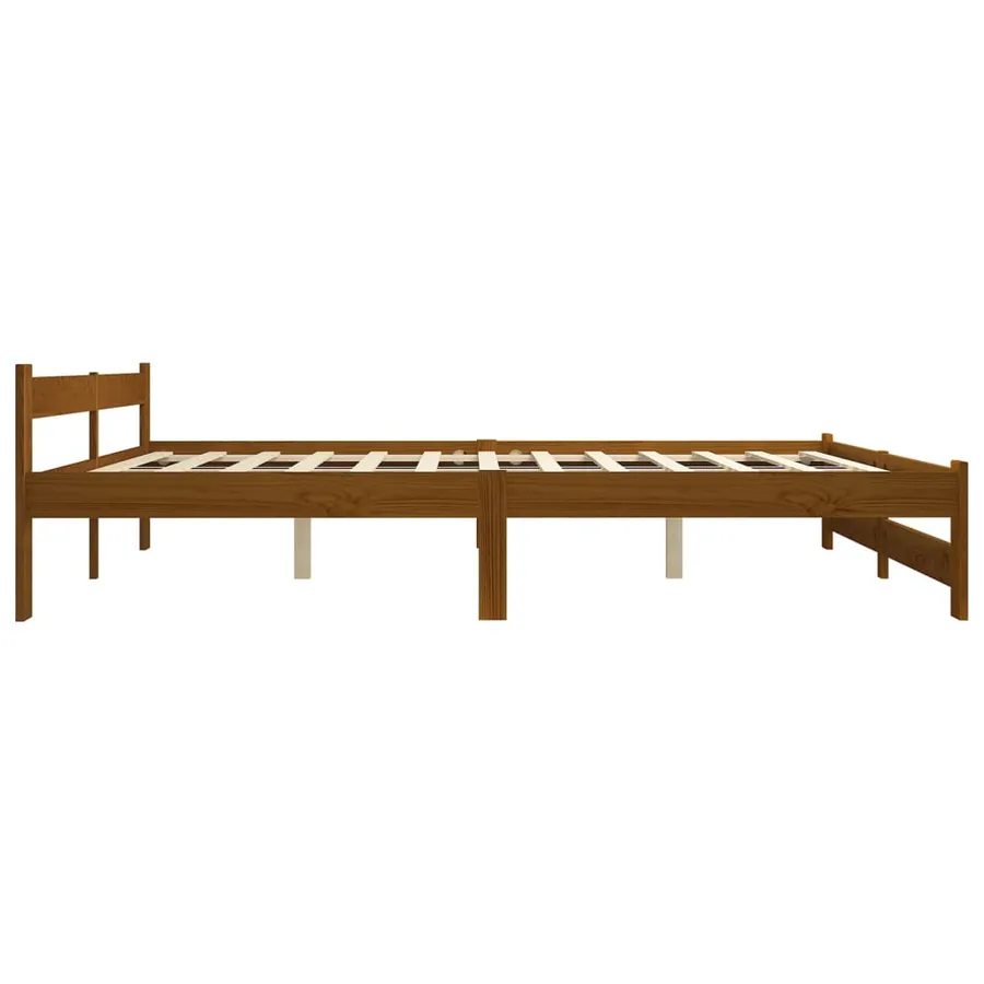 Cadre de lit sans matelas marron miel pin massif 140x200 cm - 4