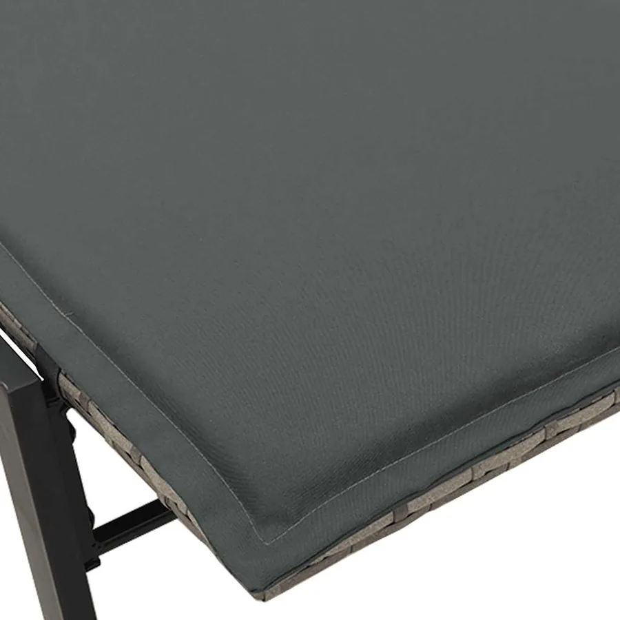 Chaise longue avec coussin gris résine tressée - 10