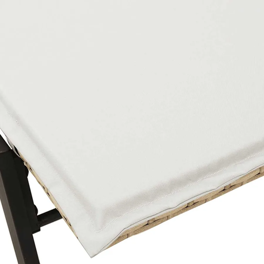 Chaise longue avec coussin beige résine tressée - 10