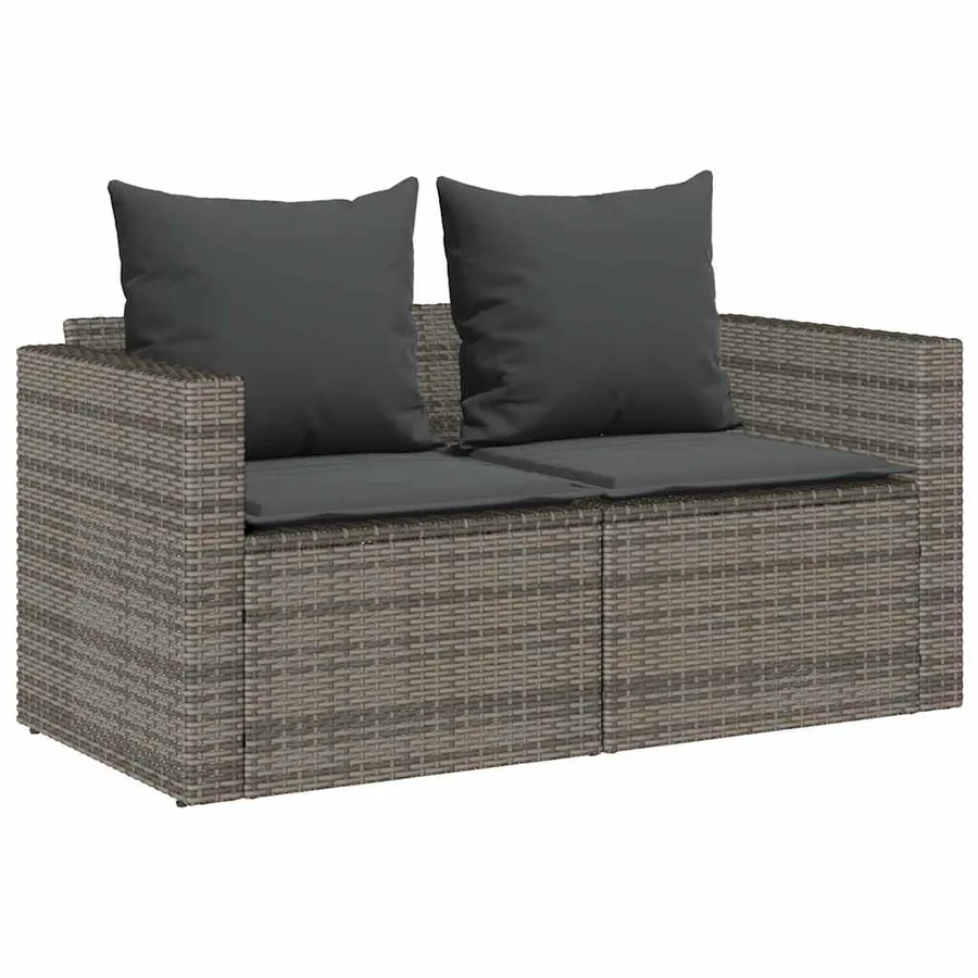 Salon de jardin 5 pcs avec coussins empilable gris polyrotin - 5