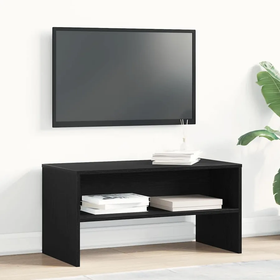Meuble TV chêne noir 80x40x40 cm bois d'ingénierie