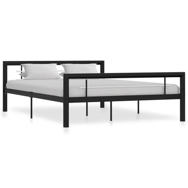 Cadre de lit sans matelas noir et blanc métal 120x200 cm