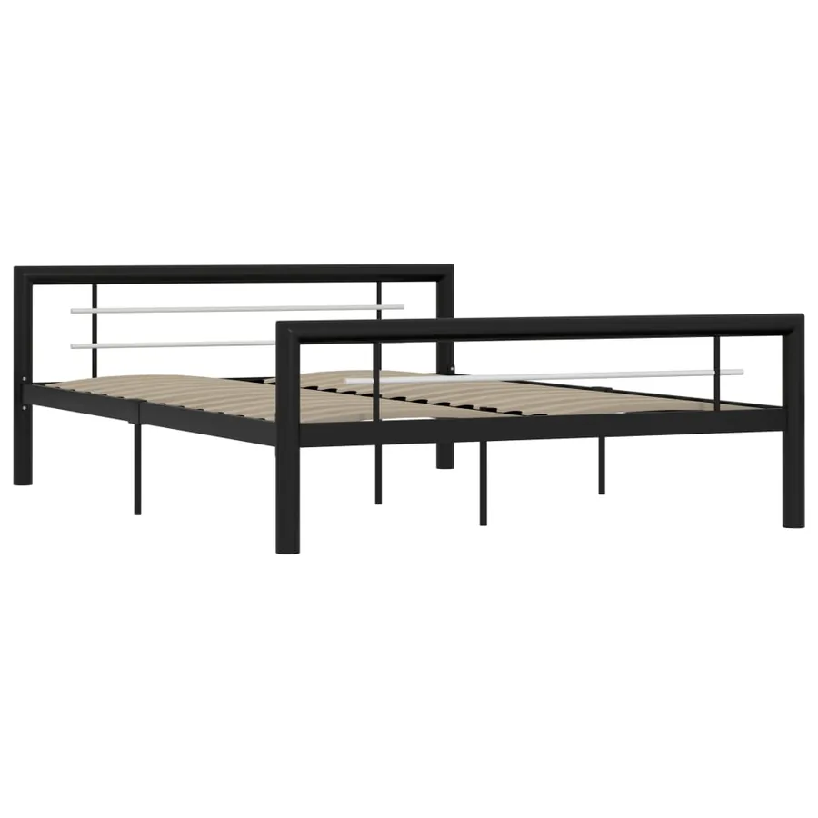 Cadre de lit sans matelas noir et blanc métal 120x200 cm - 2