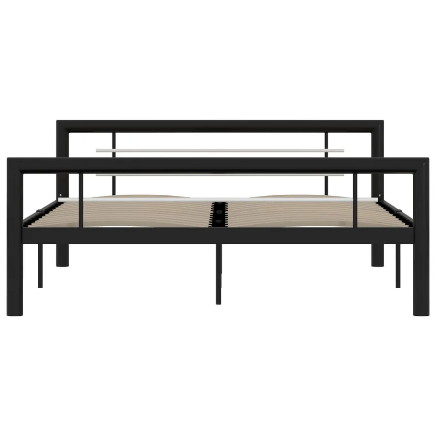 Cadre de lit sans matelas noir et blanc métal 120x200 cm - 3