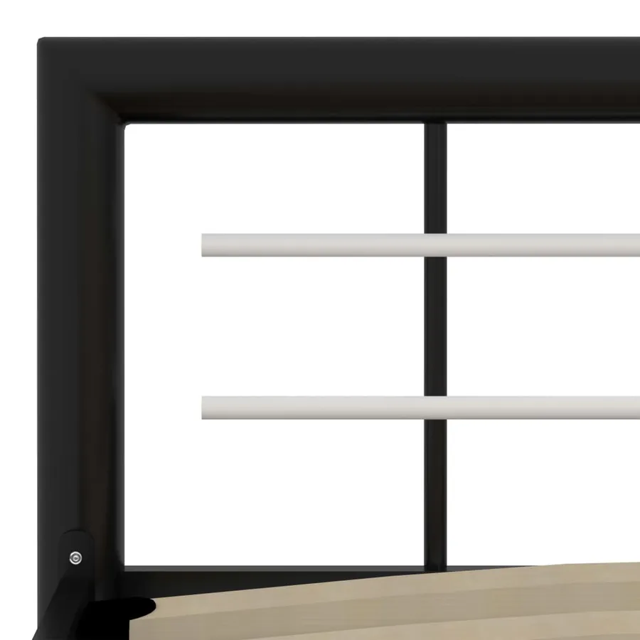 Cadre de lit sans matelas noir et blanc métal 120x200 cm - 5