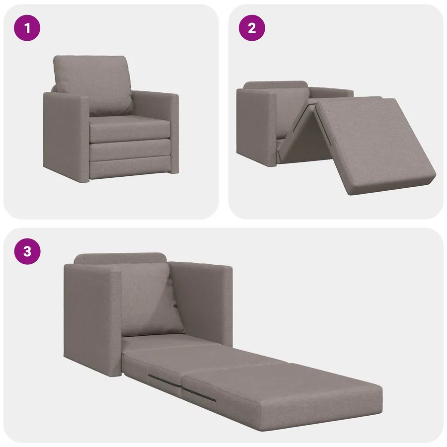 Canapé-Lit Taupe 74 x 77 x 81 cm tissu - 10