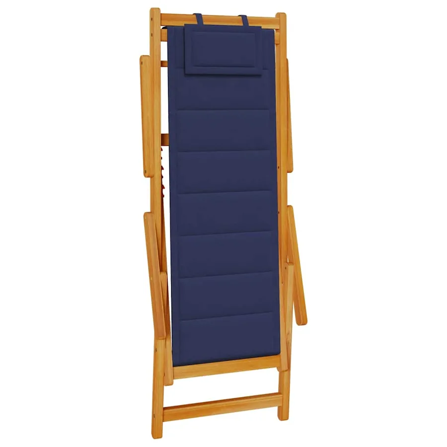 Chaise pliante avec accoudoirs en bois d'acacia bleu et textilène - 4