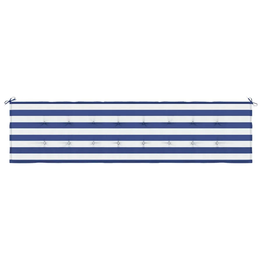 Coussin de banc de jardin rayures bleues et blanches 200x50x3cm - 4