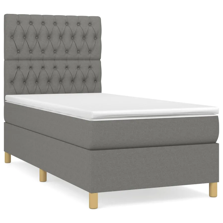 Sommier à lattes de lit avec matelas Gris foncé 100x200cm Tissu - 2