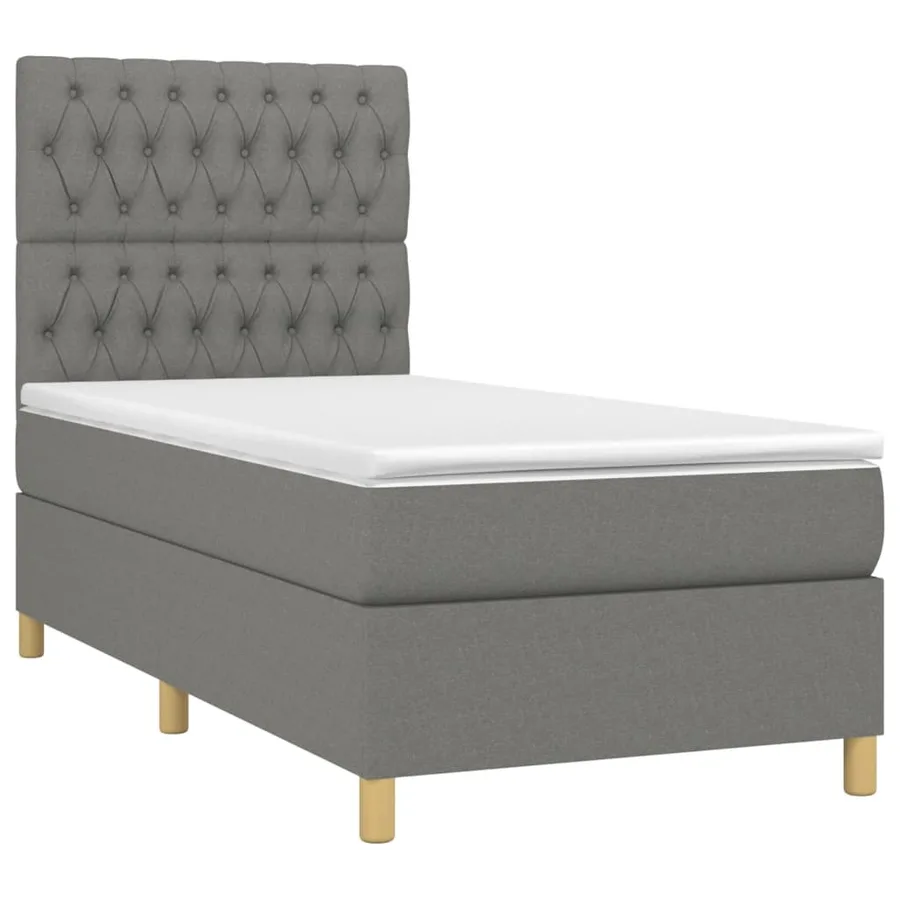 Sommier à lattes de lit avec matelas Gris foncé 100x200cm Tissu - 3