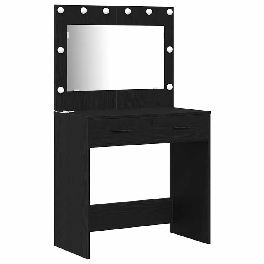 Table de Toilette avec tiroir 3 pcs Noir Bois d'ingénierie - 5