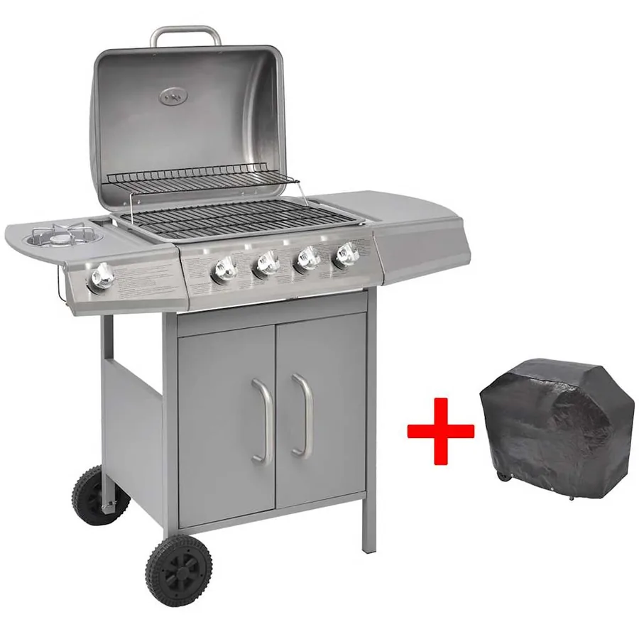 Barbecue à gaz 4 + 1 zone de cuisson Argenté - 4