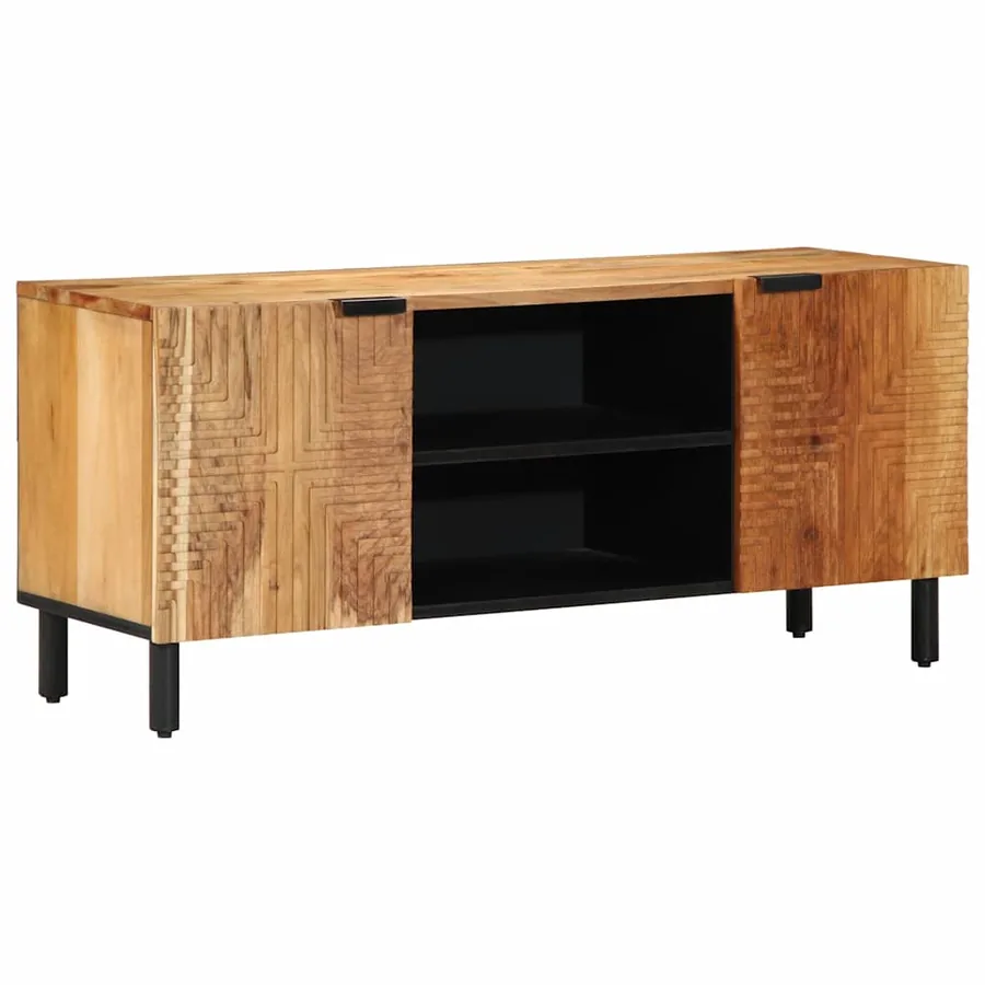 Meuble TV 105 x 33 x 46 cm en bois massif d'acacia