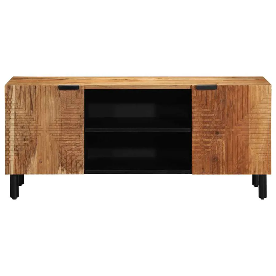 Meuble TV 105 x 33 x 46 cm en bois massif d'acacia - 3