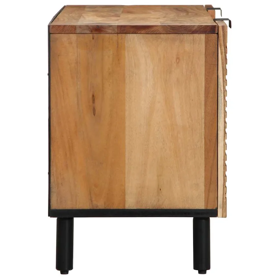 Meuble TV 105 x 33 x 46 cm en bois massif d'acacia - 4