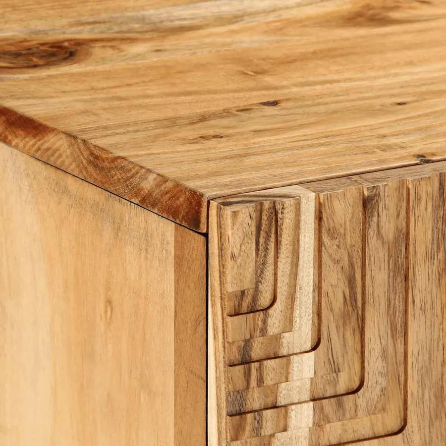 Meuble TV 105 x 33 x 46 cm en bois massif d'acacia - 7