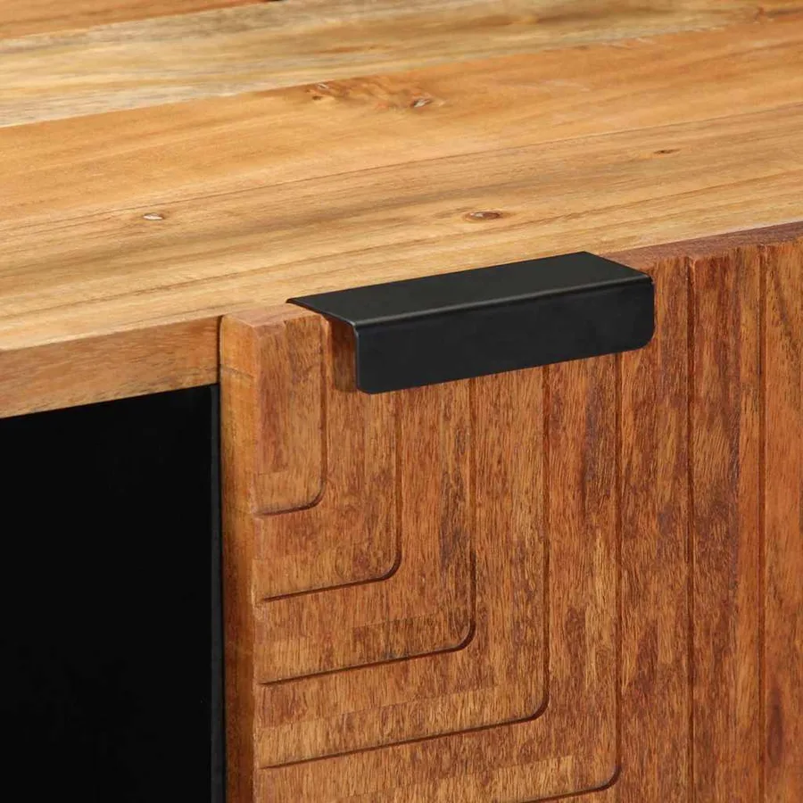 Meuble TV 105 x 33 x 46 cm en bois massif d'acacia - 8