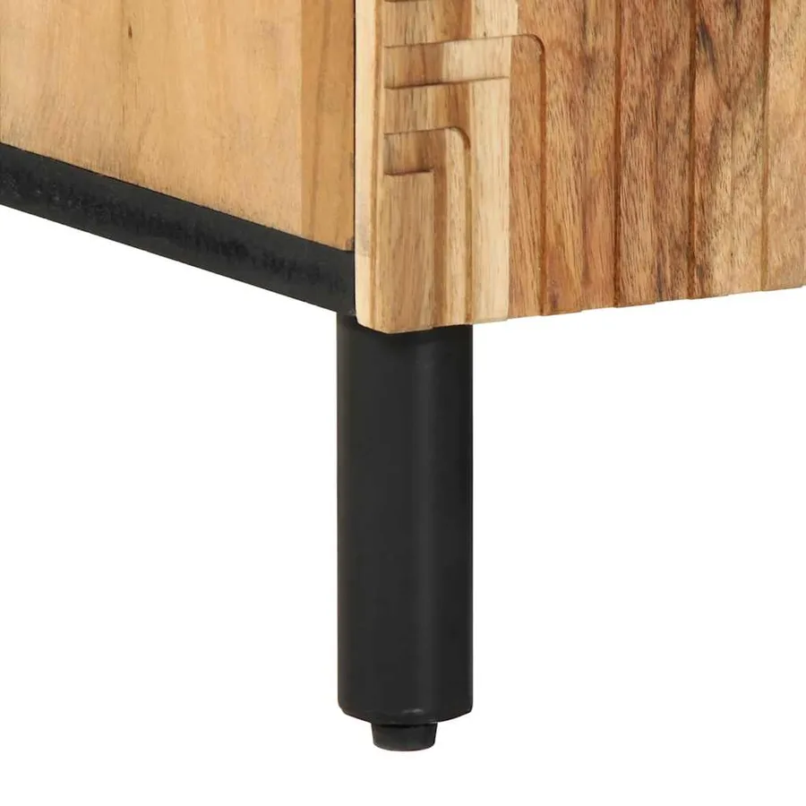 Meuble TV 105 x 33 x 46 cm en bois massif d'acacia - 9