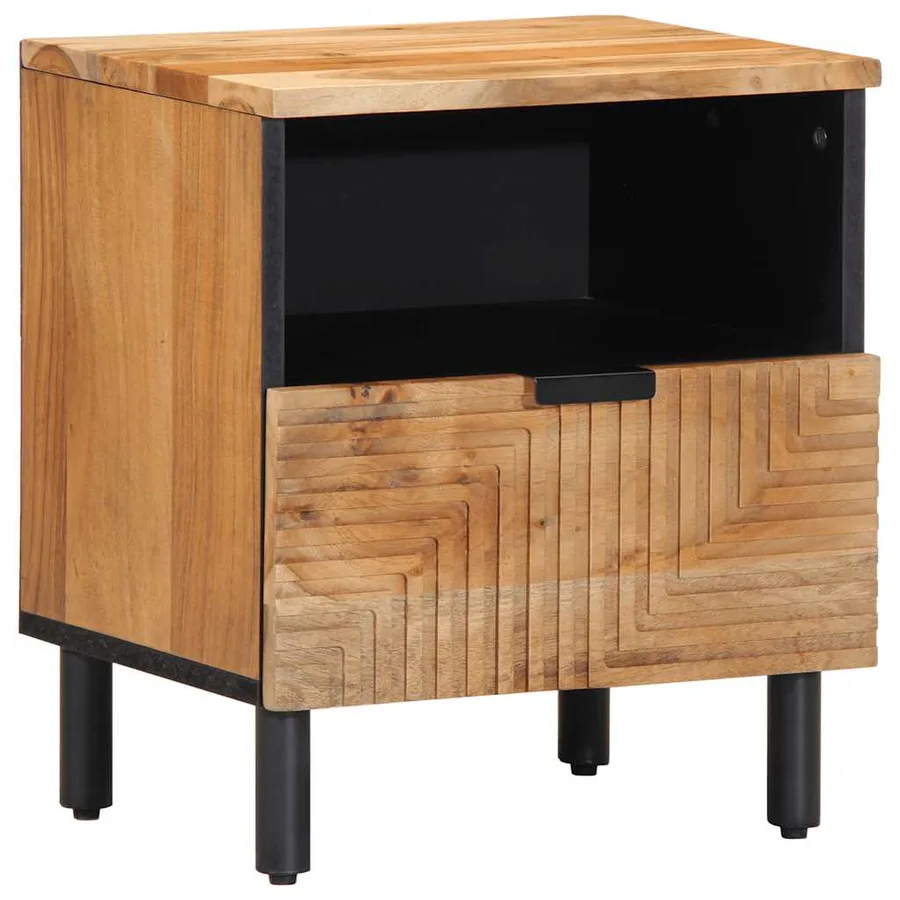Tables de chevet (2 pcs) 40 x 33 x 46 cm bois massif d'acacia - 2