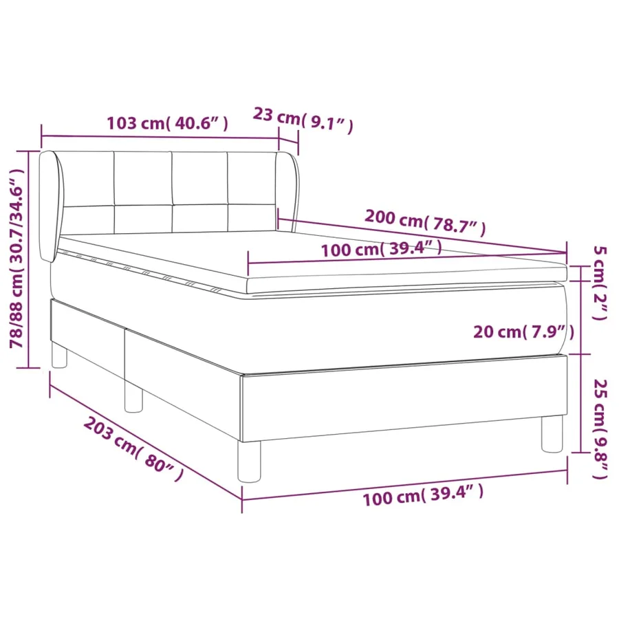 Sommier à lattes de lit avec matelas Gris foncé 100x200cm Tissu - 7