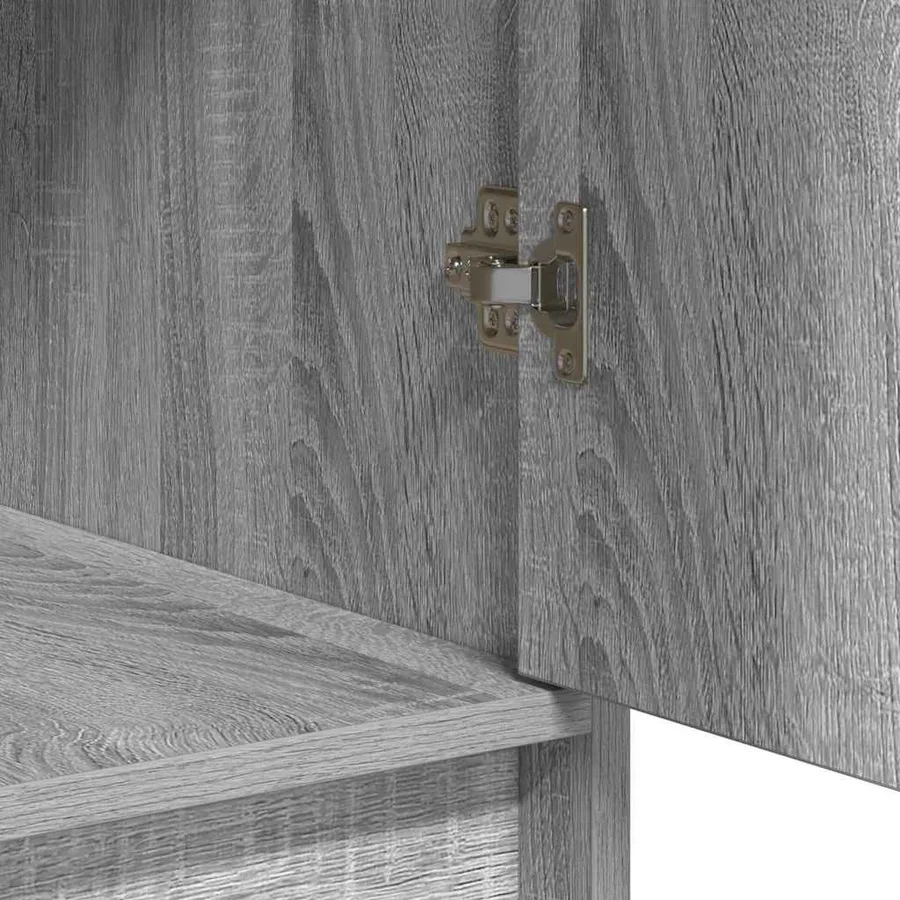 Table de Toilette avec tiroir 3 pcs Gris Bois d'ingénierie - 9