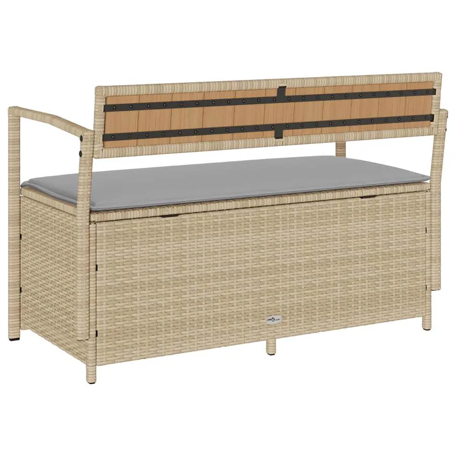 Banc de rangement de jardin avec coussin beige résine tressée - 6
