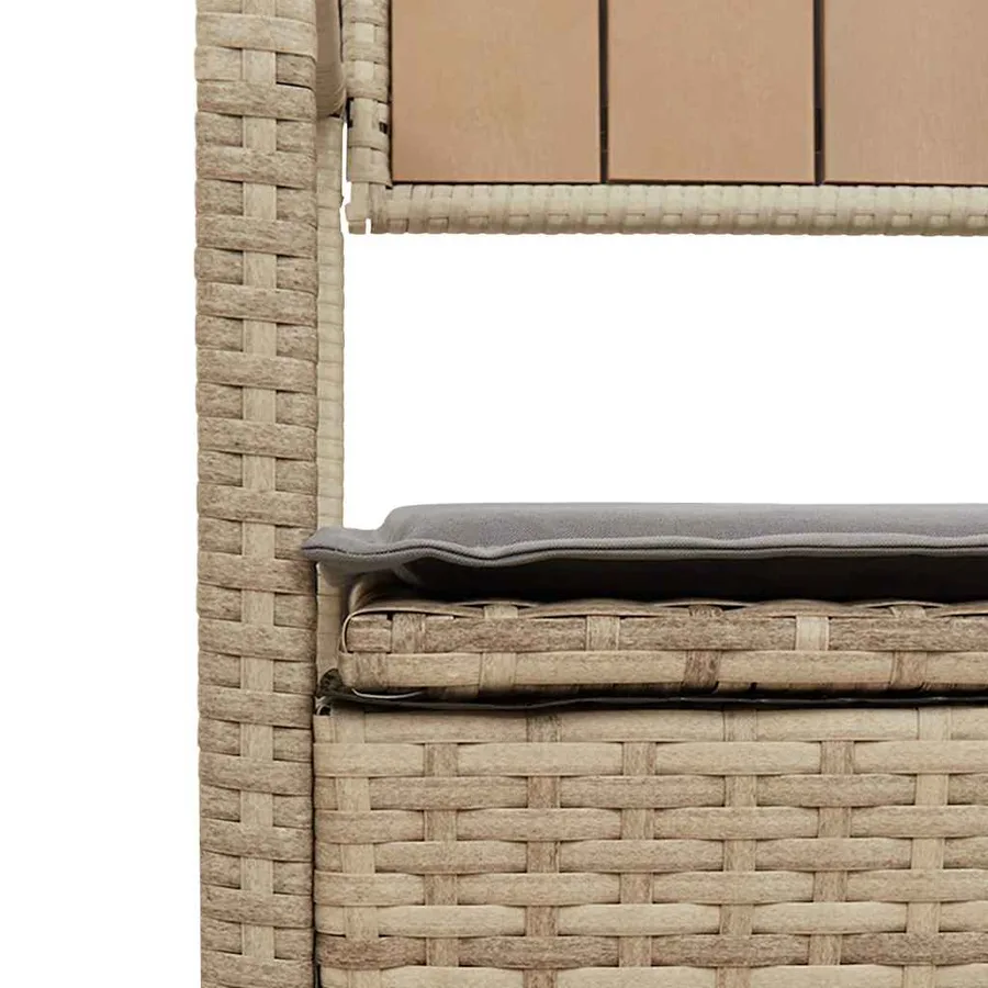 Banc de rangement de jardin avec coussin beige résine tressée - 8
