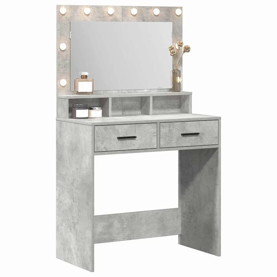 Table de Toilette Gris béton 79 x 41 x 135 cm Bois d'ingénierie - 3