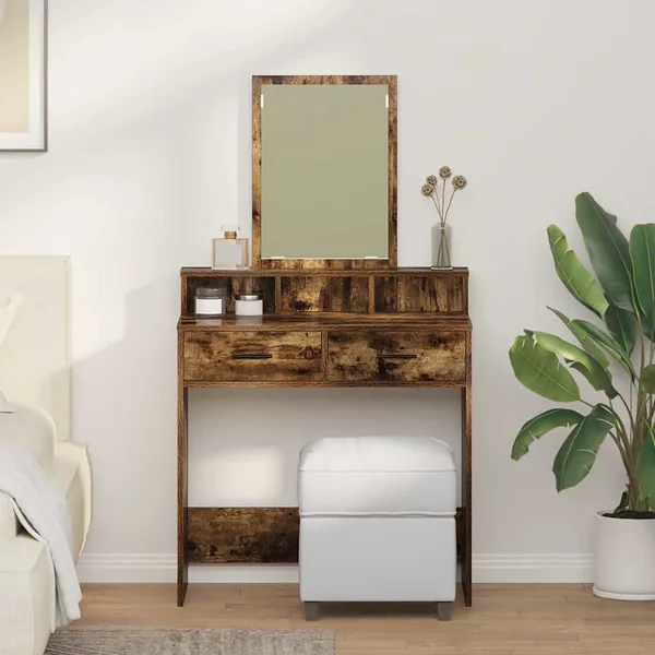 Table de Toilette Chêne fumé 79 x 41 x 140 cm Bois d'ingénierie