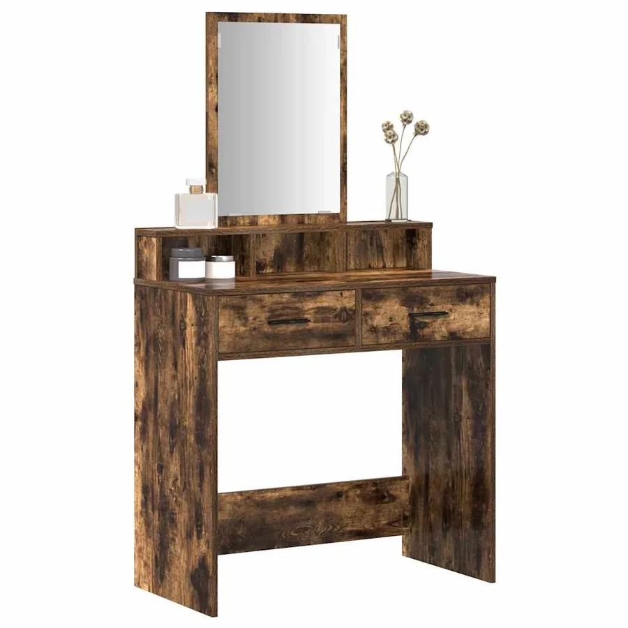 Table de Toilette Chêne fumé 79 x 41 x 140 cm Bois d'ingénierie - 3